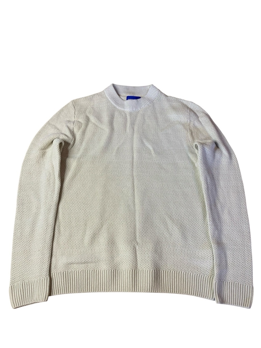 JACK & JONES Cream Textured Knit Crewneck Sweater - Size L